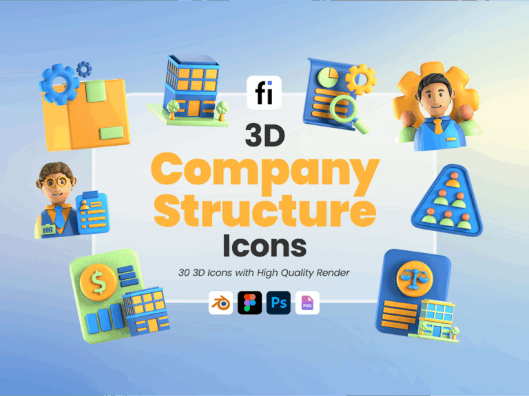 3D Company Structure Icon Set Featured Image