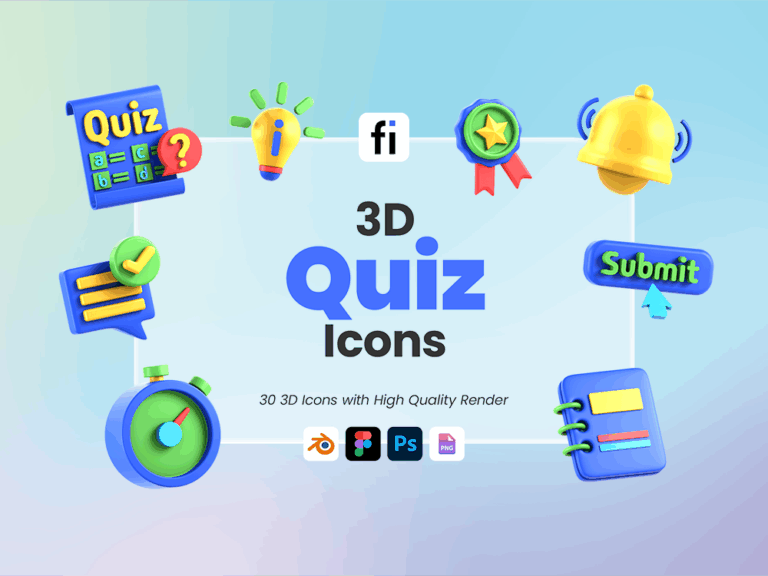 3D Quiz Icon Set Featured Image