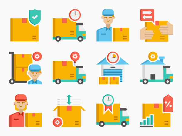 75 Relocation Icon Set - Flat Icons