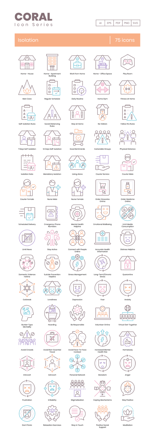 75 Solitude Icon Set - Flat Icons