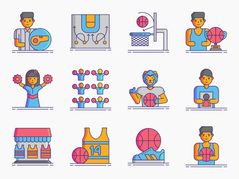 90 Basketball Icon Set Featured Image