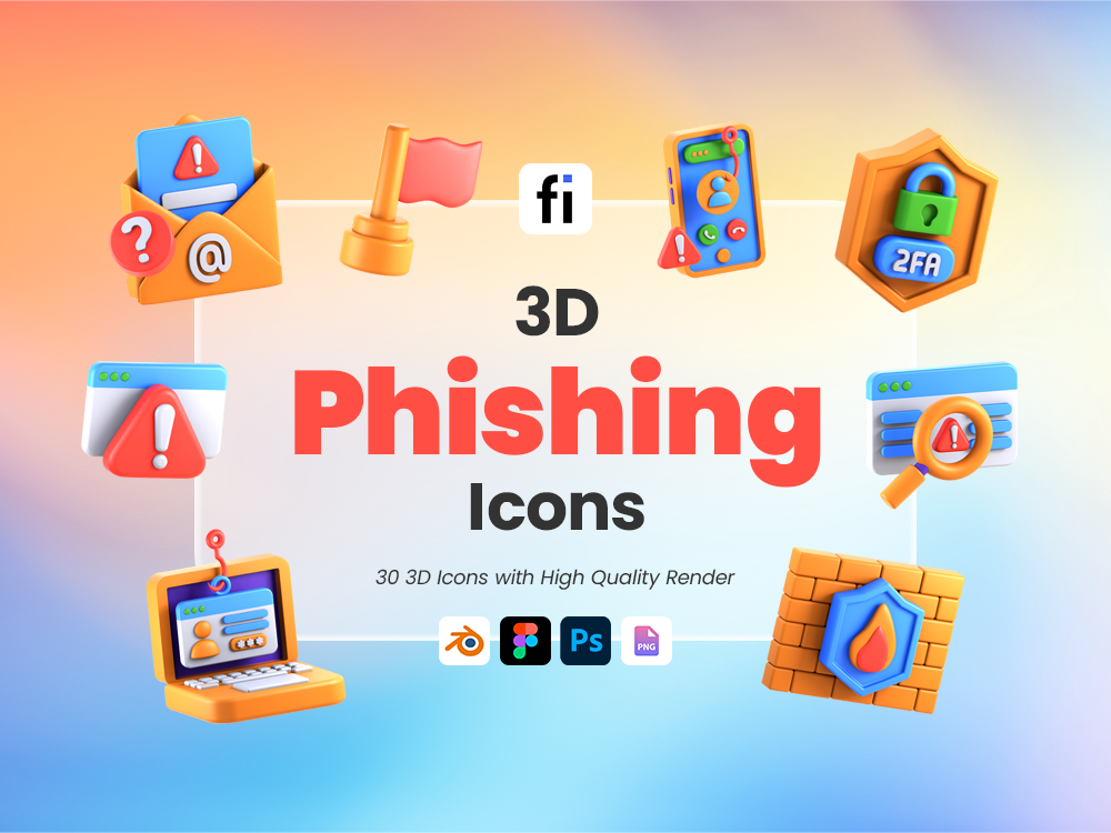 3D Phishing Icon Set Featured Image