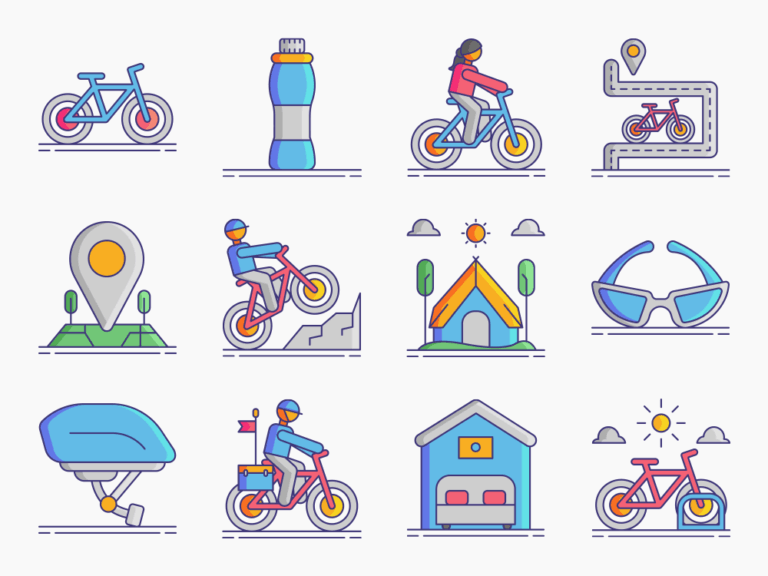 50 Bike Tour Icon Set Featured Image