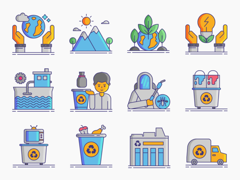 80 Recycling Center Icon Set Featured Image