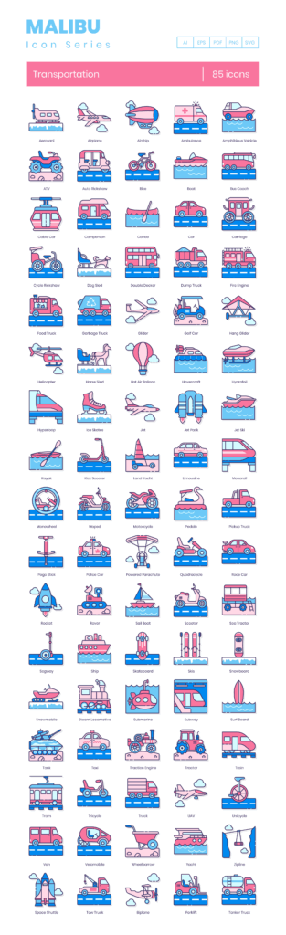 85 Mobility Icon Set - Flat Icons