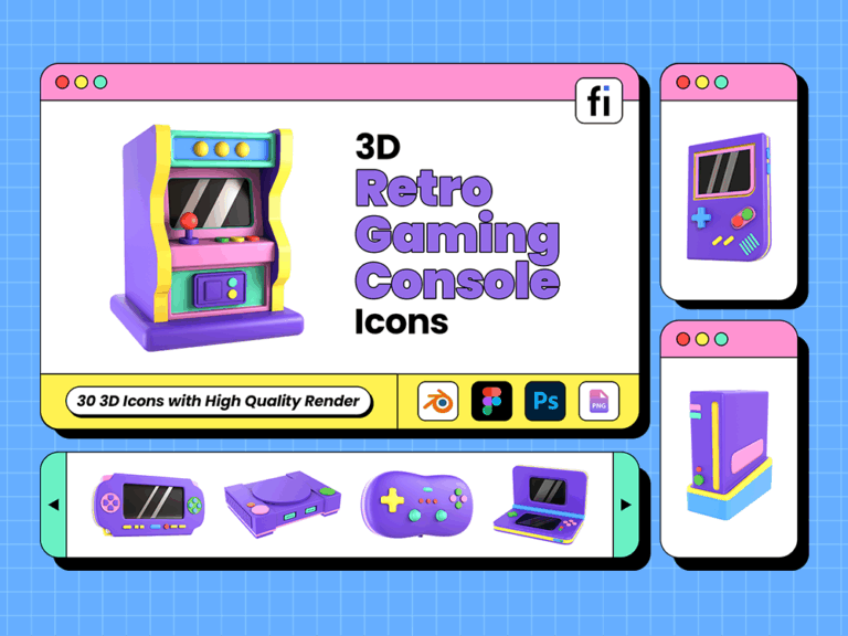 3D Retro Gaming Icon Set Featured Image