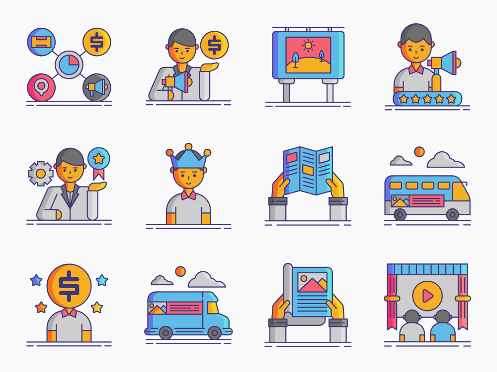 60 Traditional Marketing Icon Set Featured Image
