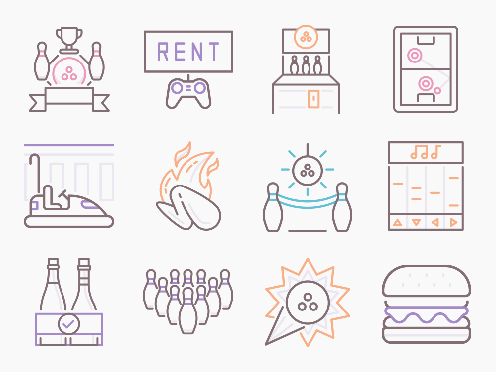 80 Bowling and Arcade Icon Set Featured Image