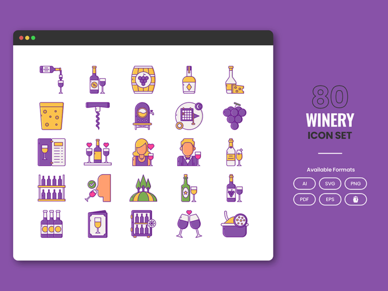 80 Winemaking Icon Set