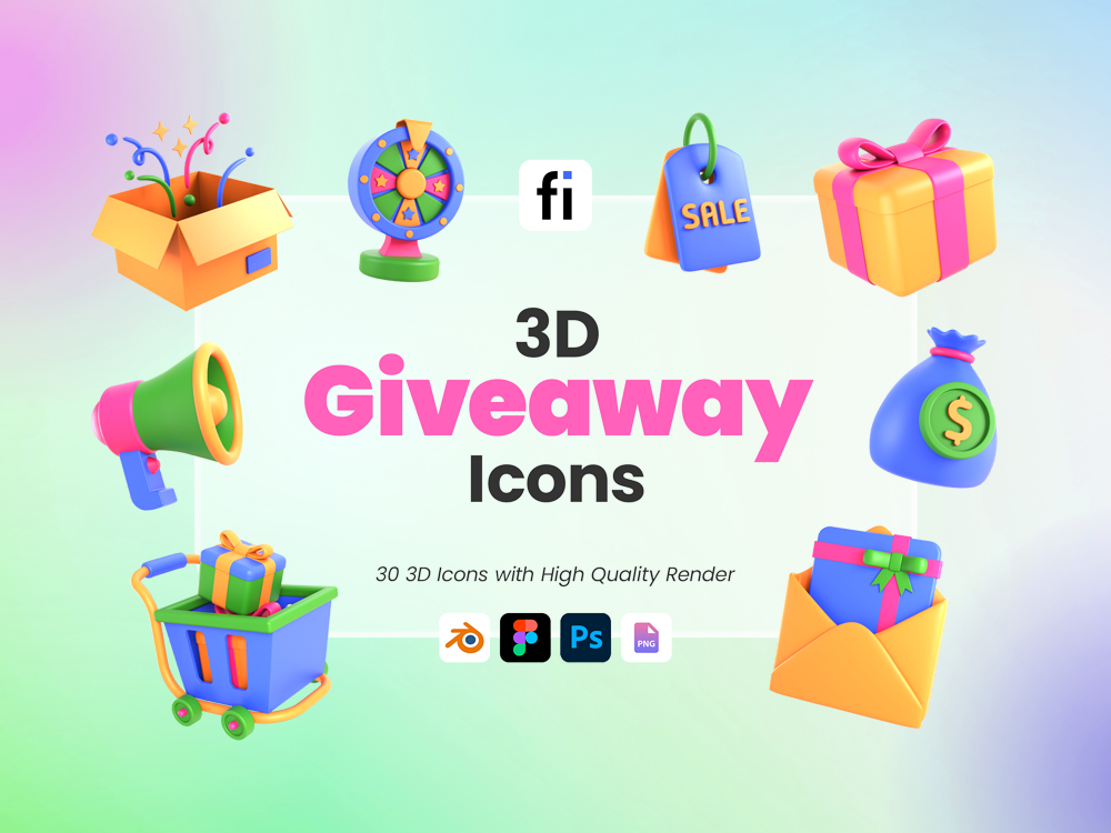 3D Giveaway Icon Set Featured Image