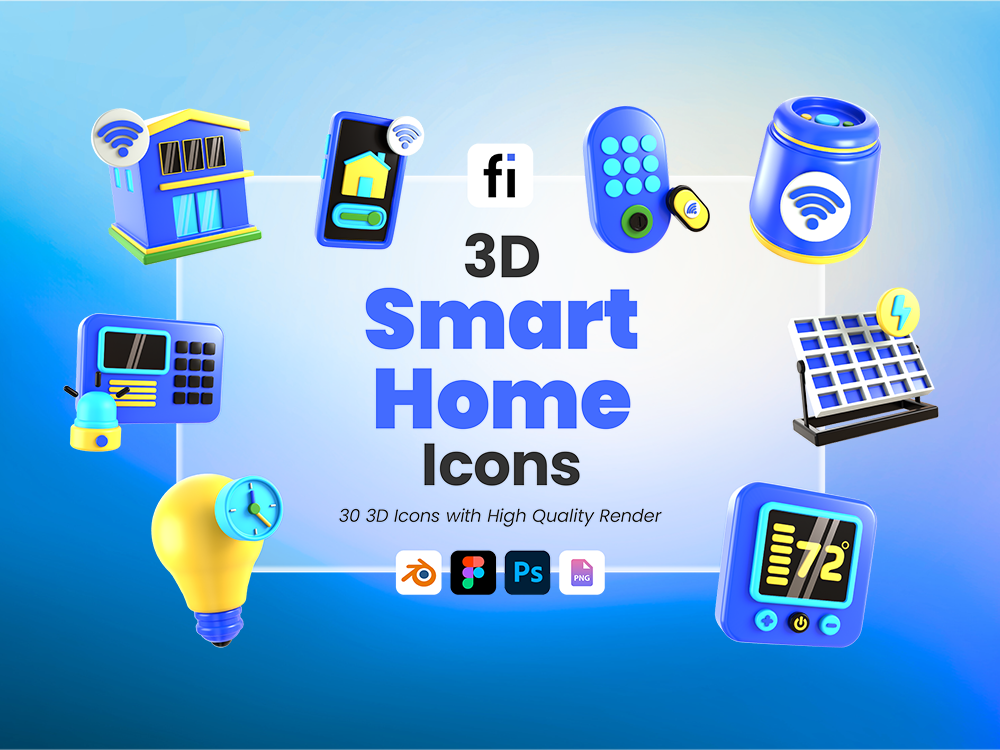3D Smart Home Icon Set Featured Image