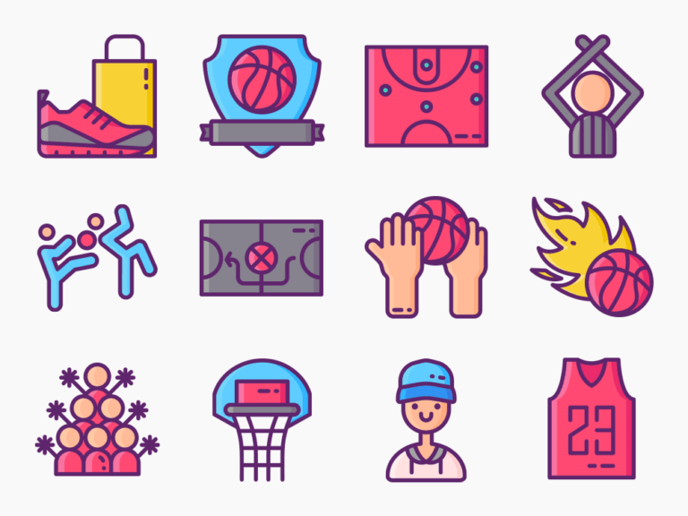 88 Basketball Play Icon Set Featured Image