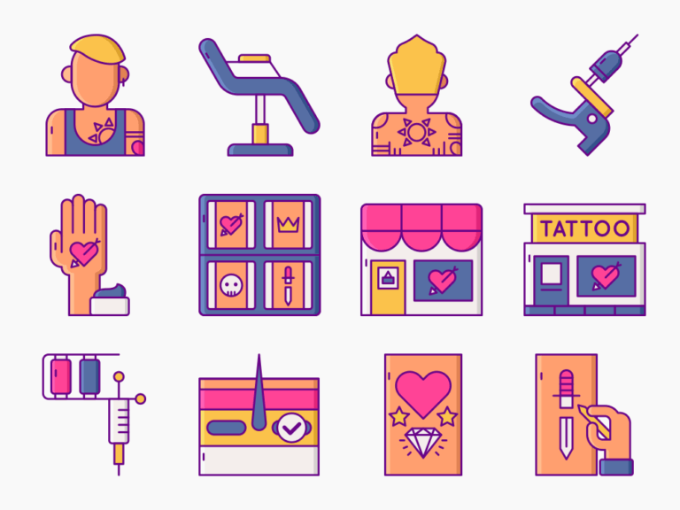 90 Tattoo Studio Icon Set Featured Image