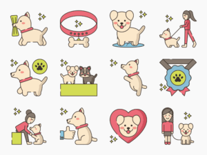 75 Dog Training Icon Set - Flat Icons