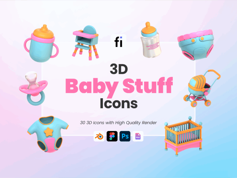3D Baby Stuff Icon Set Featured Image