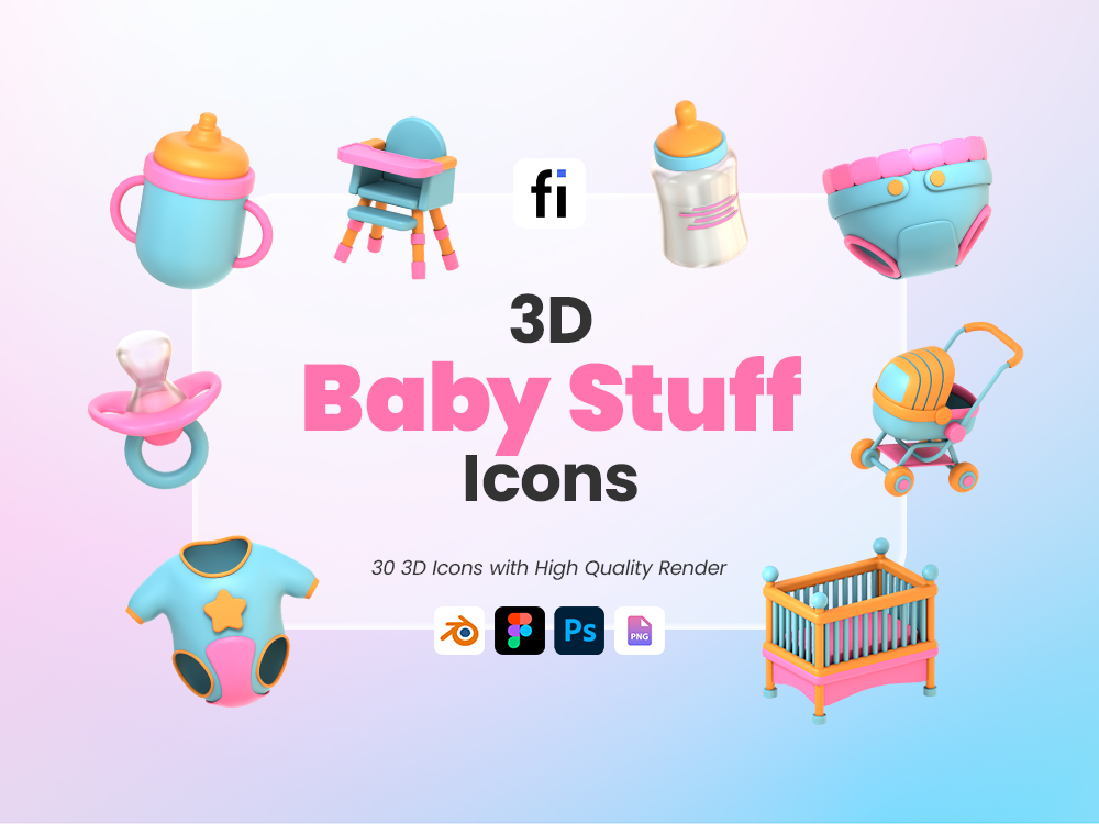 3D Baby Stuff Icon Set Featured Image