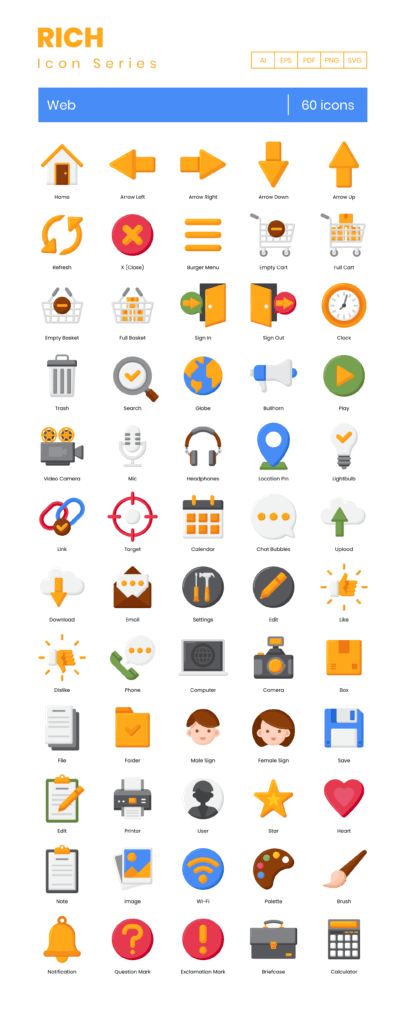 60 World Wide Web Icon Set - Flat Icons