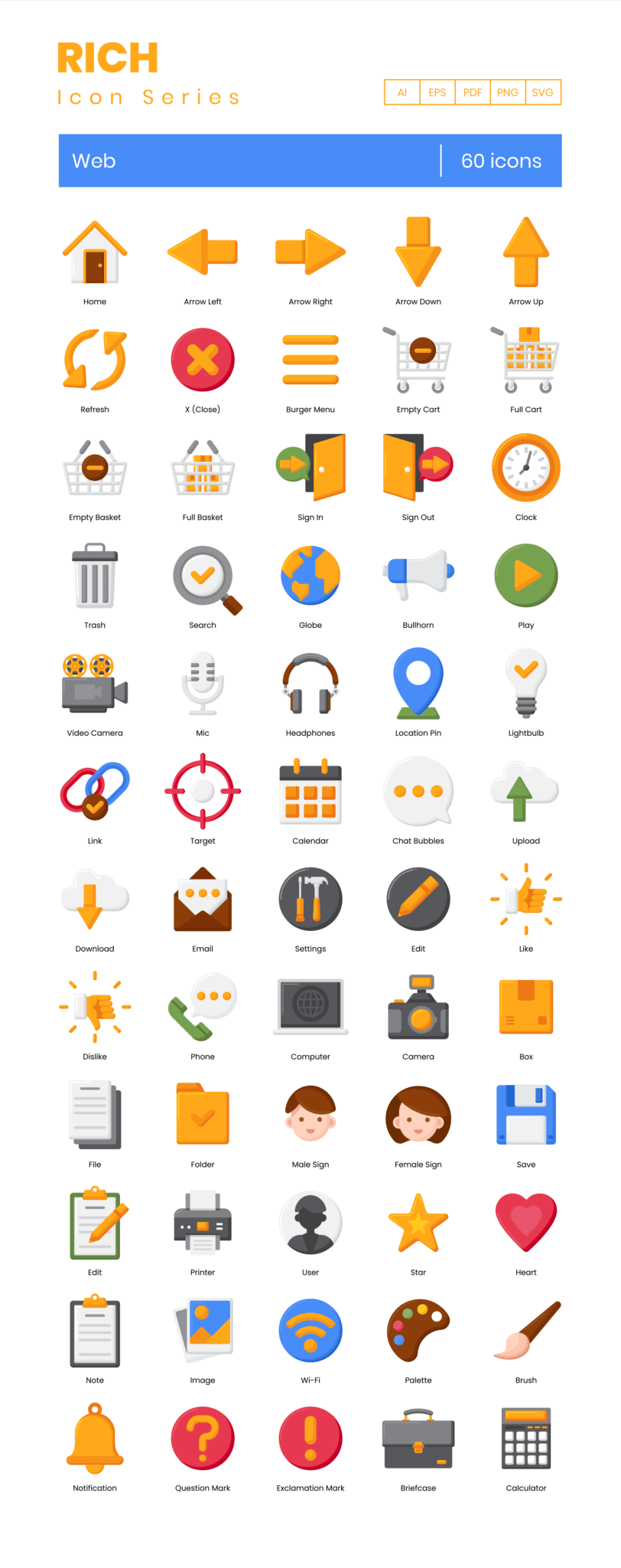 60 World Wide Web Icon Set - Flat Icons
