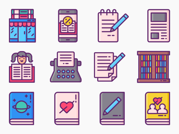 80 Books Icon Set - Flat Icons
