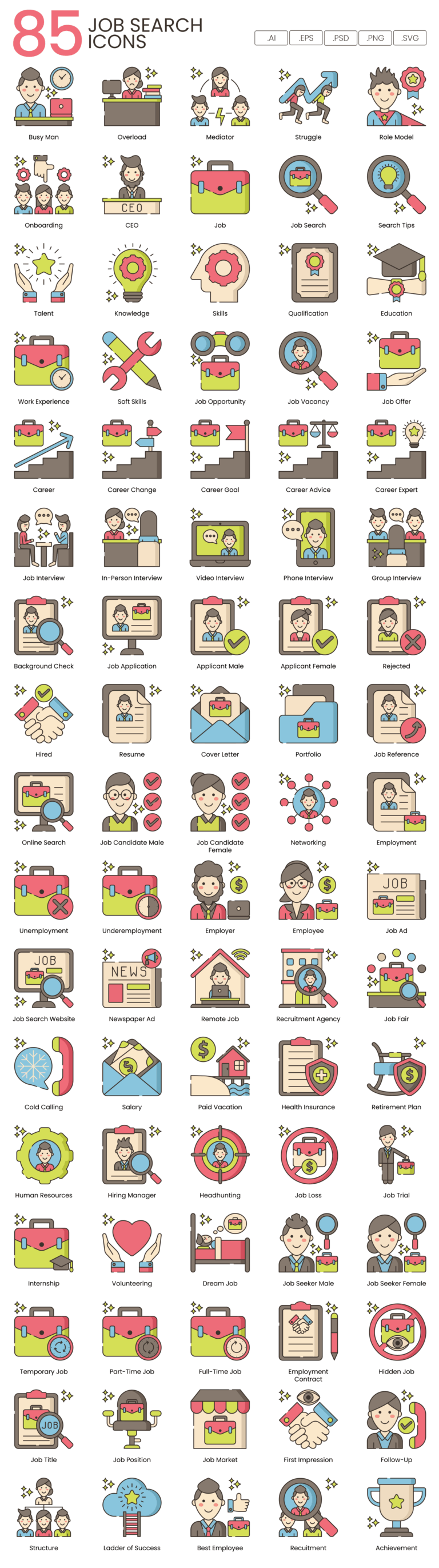85 Career Hunt Vector Icons Full Preview