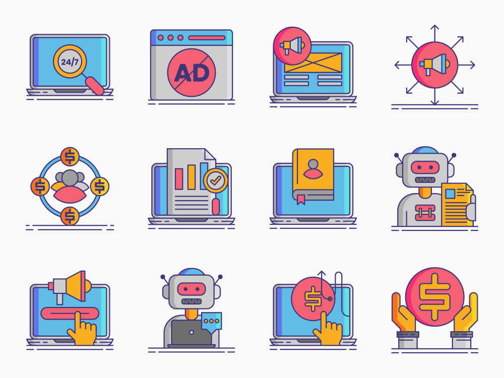 90 Web Advertising Icon Set Featured Image