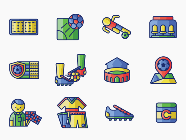 75 Football Play Icon Set - Flat Icons