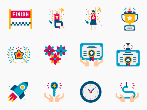 75 Success Badges Icon Set - Flat Icons