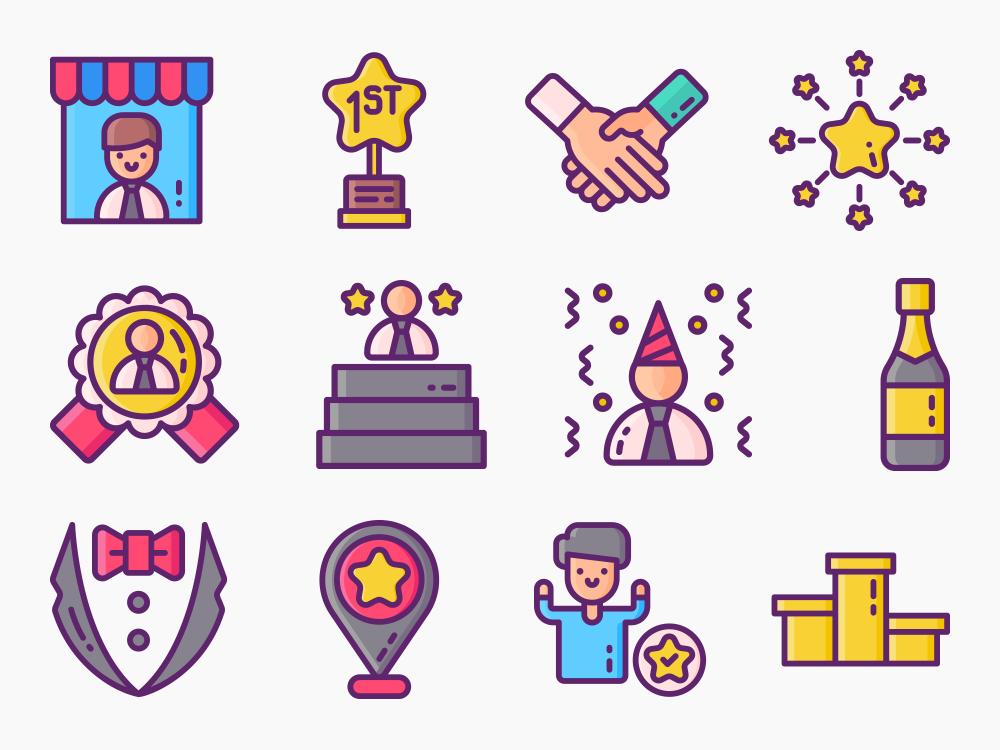 77 Prize Ceremony Icon Set Featured Image