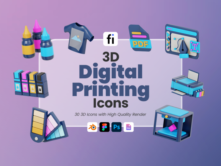 3D Digital Printing Icon Set Featured Image