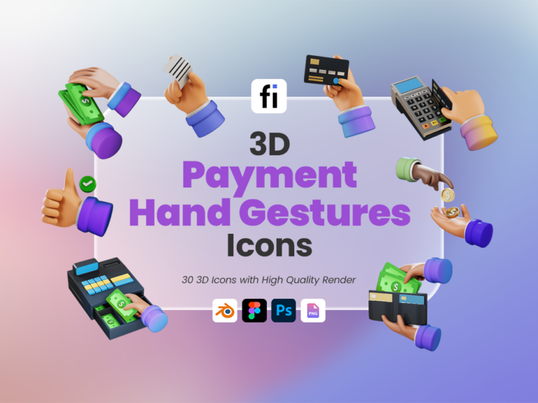 3D Payment Hand Gesture Icon Set Featured Image