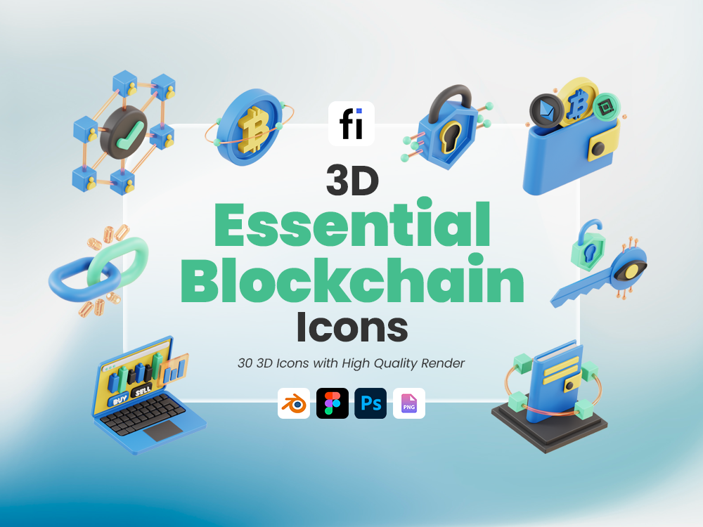 3D Essential Blockchain Icon Set Featured Image