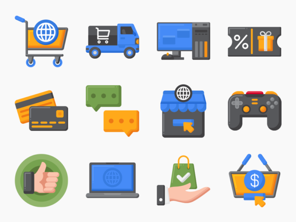 50 Tech Shop Icon Set - Flat Icons