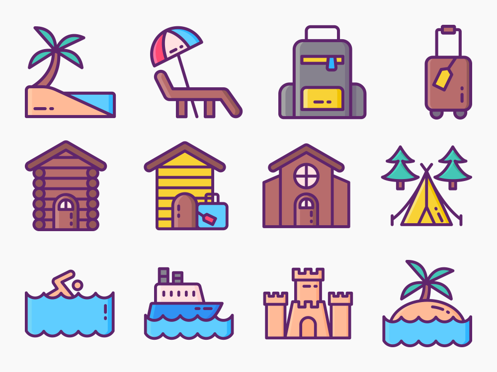 75 Beach Trips Icon Set Featured Image