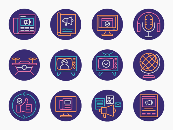 85 News Media Icon Set - Flat Icons