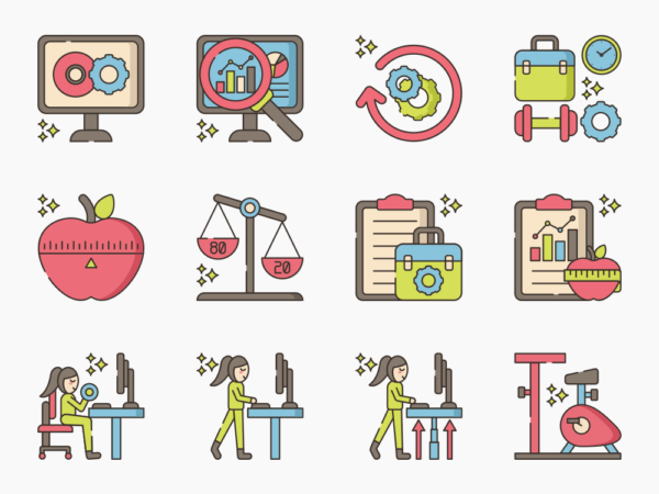 90 Work Output Icon Set - Flat Icons