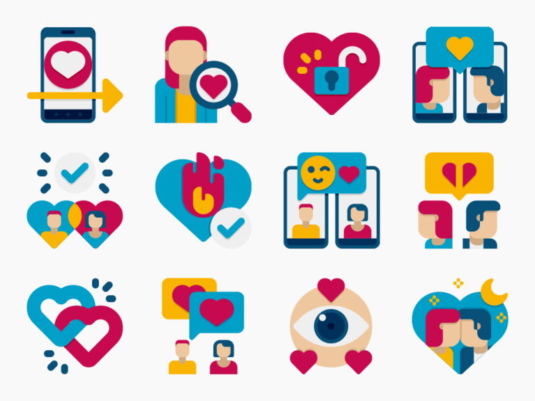 80 Digital Dating Icon Set Featured Image