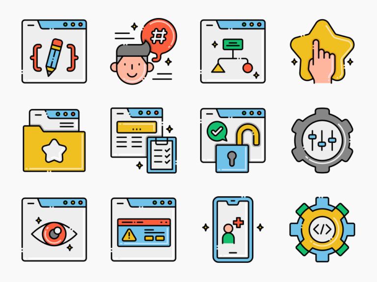 90 Online Development Icon Set Featured Image