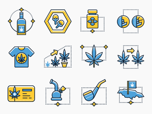 90 Weed Leaves Icon Set - Flat Icons