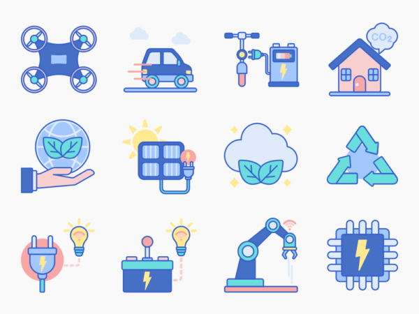 100 Connected Tech Icon Set - Flat Icons