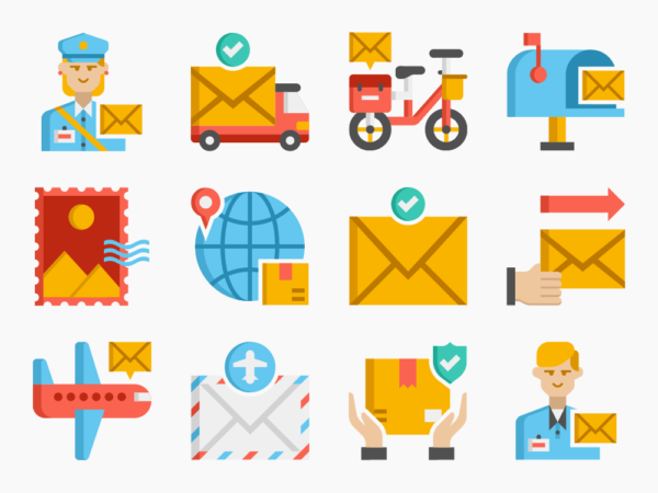 75 Mail Delivery Icon Set - Flat Icons