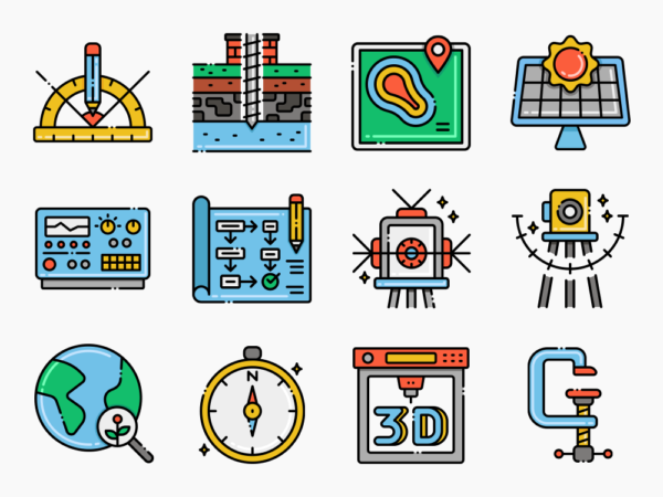 80 Applied Science Icon Set - Flat Icons