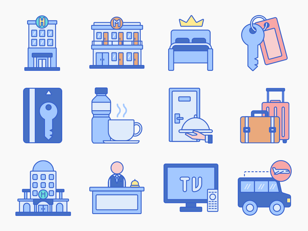 80 Hotel Administration Icon Set Featured Image