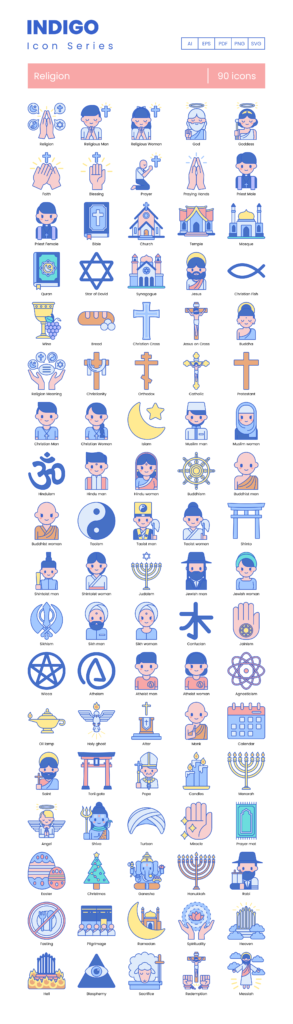 90 Faith Icon Set - Flat Icons