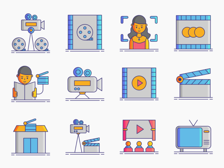 90 Movie Production Icon Set Featured Image