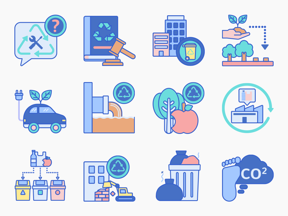 90 Waste Facility Icon Set Featured Image