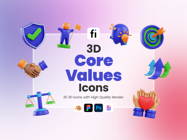 3D Core Values Icon Set Featured Image