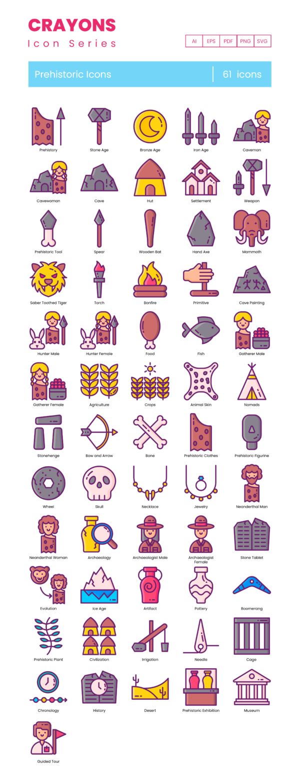 61 Ancient Era Icon Set - Flat Icons