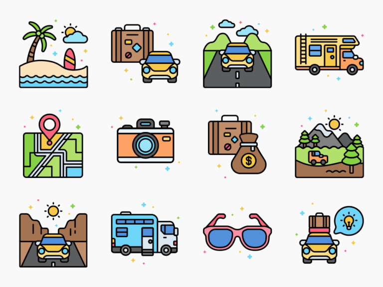 50 Car Journey Icon Set Featured Image