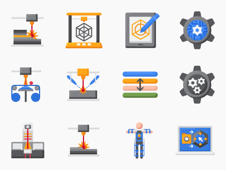 55 3D Fabrication Icon Set Featured image