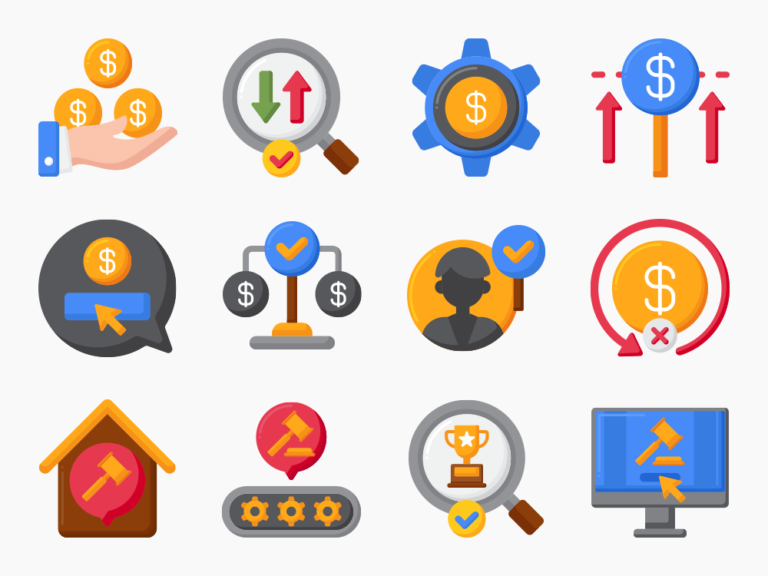 65 Bidding House Icon Set Featured Image